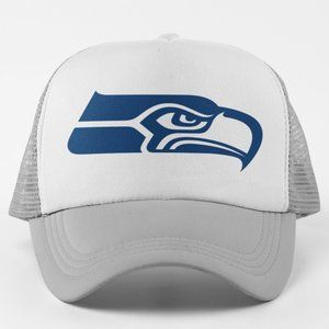 NEW Seattle Seahawks Logo Foam Trucker Mesh Snapback Hat 2-TONE: GREY WHITE